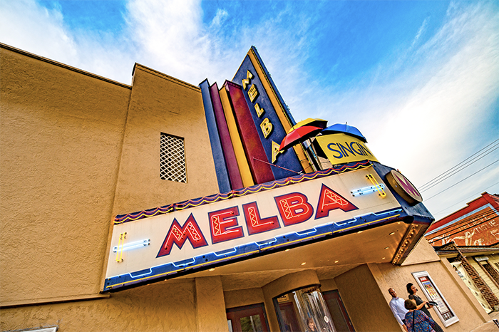 The Melba's neon marquee
